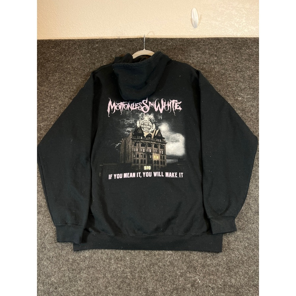 Motionless In White Band Hoodie Mens XL Black Full Zip Electric City Graphic